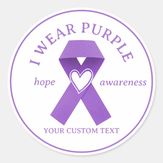 Aangepast Paars lintbewustzijn Ronde Sticker (Voorkant)