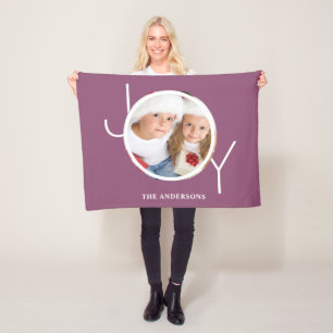 Aangepast Paars met kerstfeestdagen Fleece Deken