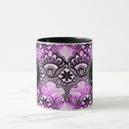 Aangepast Paars monogram - loopvlakpatroon Mok (Midden)