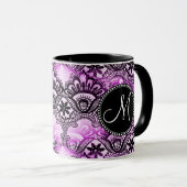 Aangepast Paars monogram - loopvlakpatroon Mok (Voorkant rechts)