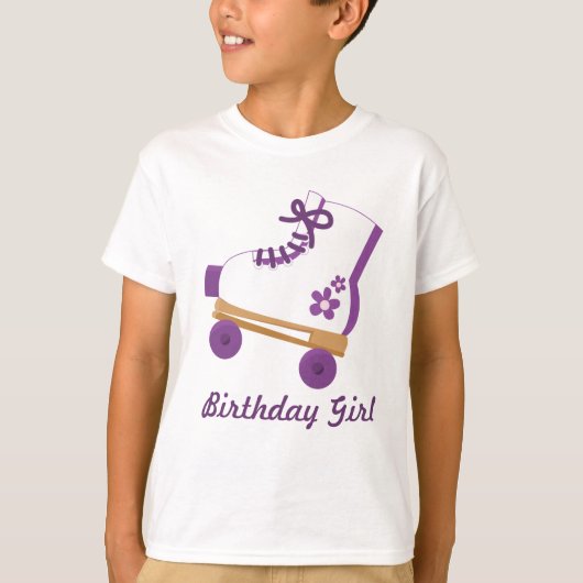 Aangepast Paars Roller Schaats Birthday Girl T-shirt (Voorkant)