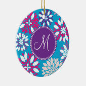 Aangepast Paars-roze monogram witte aanjager op bl Keramisch Ornament (Rechts)