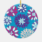 Aangepast Paars-roze monogram witte aanjager op bl Keramisch Ornament (Achterkant)