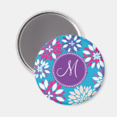 Aangepast Paars-roze monogram witte aanjager op bl Magneet (Voorkant / Achterkant)