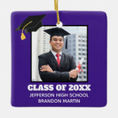 Aangepast Paars Senior Afstuderen Foto 2023 Keramisch Ornament (Voorkant)