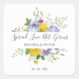 Aangepast Paars Shades Bouquet Wedding Vierkante Sticker