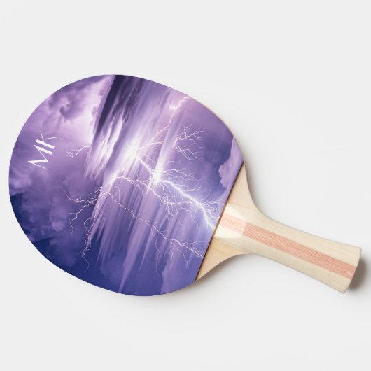 Aangepast Paars Sky Lightning Strikes Tafeltennisbatje (Zijkant)