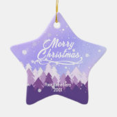 Aangepast Paars vreedzaam sneeuwbos met kerst Keramisch Ornament (Voorkant)