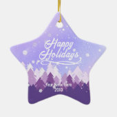 Aangepast Paars vreedzaam sneeuwbos met kerst Keramisch Ornament (Achterkant)