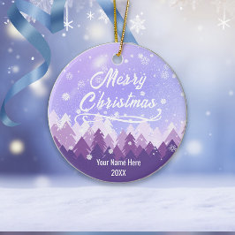 Aangepast Paars vreedzaam sneeuwbos met kerst Ornament