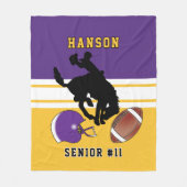 Aangepast 🏈 Paars, wit en goud met Logo Vleece Fleece Deken (Voorkant)