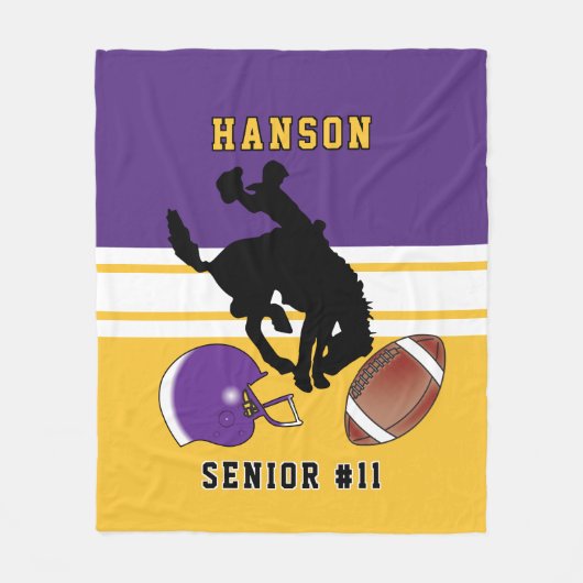 Aangepast 🏈 Paars, wit en goud met Logo Vleece  Fleece Deken (Voorkant)