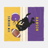 Aangepast 🏈 Paars, wit en goud met Logo Vleece Fleece Deken (Voorkant (Horizontaal))