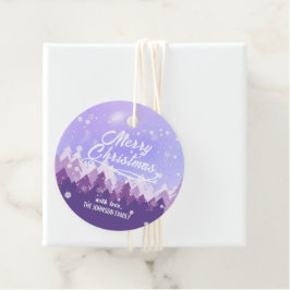 Aangepast Paars Wit-sneeuw Peaceful Forest Kerstmi Bedankjes Labels