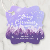 Aangepast Paars Wit-sneeuw Peaceful Forest Kerstmi Bedankjes Labels (Voorkant)