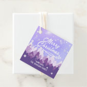 Aangepast Paars Wit-sneeuw Peaceful Forest Kerstmi Bedankjes Labels (In situ)