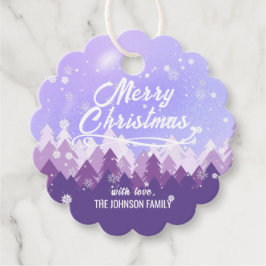 Aangepast Paars Wit-sneeuw Peaceful Forest Kerstmi Bedankjes Labels