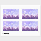 Aangepast Paars Wit-sneeuw Peaceful Forest Kerstmi Rechthoekige Sticker (Vel)