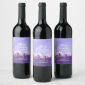 Aangepast Paars Wit-sneeuw Peaceful Forest Kerstmi Wijn Etiket (Flessen)
