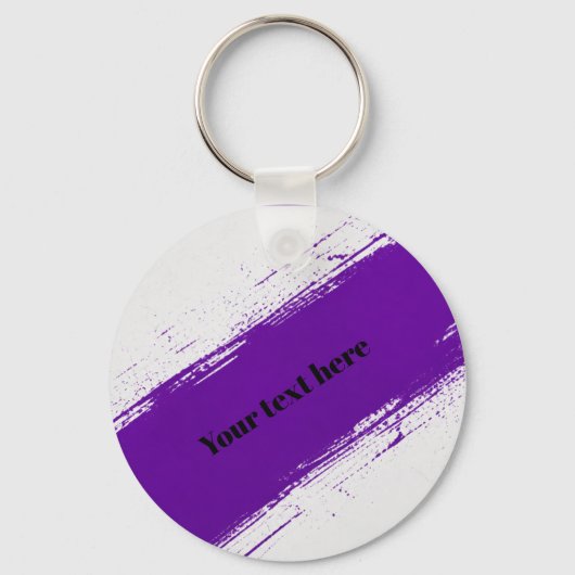 Aangepast paars wit typografie ontwerp sleutelhanger (Voorkant)