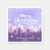 Aangepast Paars-witte sneeuw vreedzame bosfeestdag Servet (Voorkant)