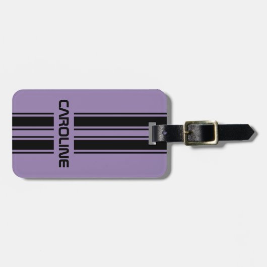 Aangepast Paars zwart, automatische racesport stri Bagagelabel (Voorkant horizontaal)