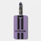 Aangepast Paars zwart, automatische racesport stri Bagagelabel (Achterkant verticaal)