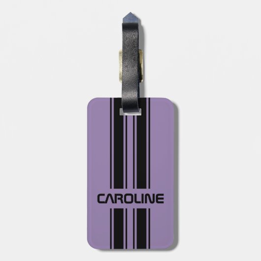 Aangepast Paars zwart, automatische racesport stri Bagagelabel (Achterkant verticaal)