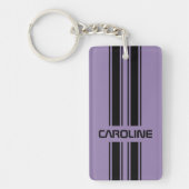 Aangepast Paars zwart, automatische racesport stri Sleutelhanger (Voorkant)