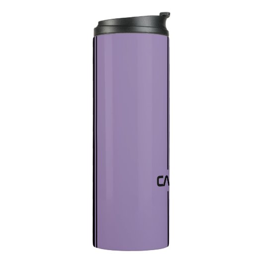 Aangepast Paars zwart, automatische racesport stri Thermosbeker (Gedraaid links)