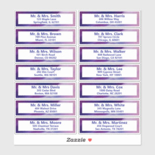 Aangepast Paarse Blue Bar Mitzvah Guest Address Sticker