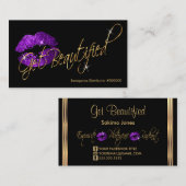 Aangepast - Paarse glitter- en goudliften Visitekaartje (Voorkant / Achterkant)