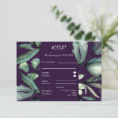 Aangepast Paarse moderne groen RSVP Kaartje (Staand voorkant)