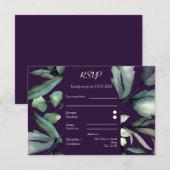 Aangepast Paarse moderne groen RSVP Kaartje (Voorkant / Achterkant)