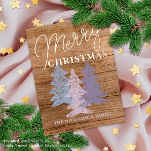 Aangepast paasblauw Blush roze Violet Trees Gold Folie Feestdagen Briefkaart