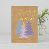 Aangepast paasblauw Blush roze Violet Trees Gold Folie Feestdagenkaart (Staand Voorkant)