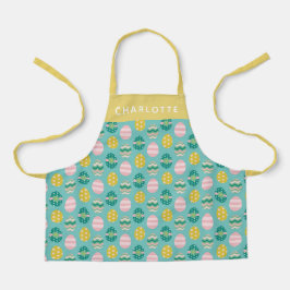 Aangepast paaseiwit kleurig groen roze schort