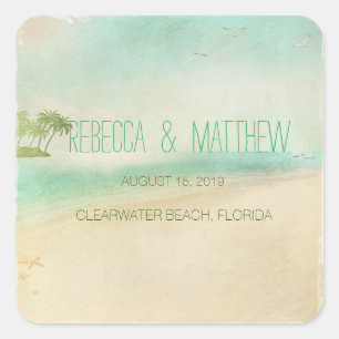 Aangepast paaskruiperhuwelijk voor Artsy Retro Vierkante Sticker