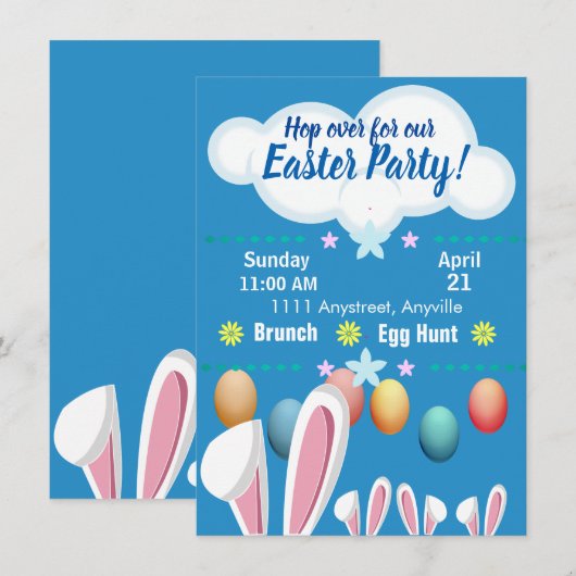 Aangepast paaspaaspasta voor Bunny Ears Kaart (Voorkant / Achterkant)