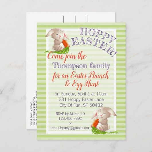 Aangepast paaspatroon met hap en pasta feestdagenkaart (Voorkant / Achterkant)