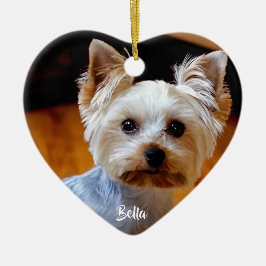 Aangepast pagina-fotonaam handgeschreven script keramisch ornament (Voorkant)