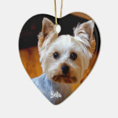 Aangepast pagina-fotonaam handgeschreven script keramisch ornament (Links)