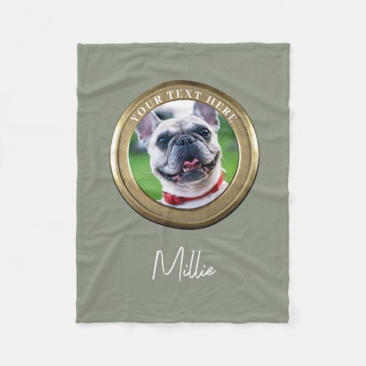 Aangepast pakket 2 Foto- en tekstkleur Olive Sage  Fleece Deken (Voorkant)