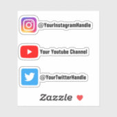 Aangepast pakket sociale mediasernaam ticker van 3 sticker (Vel)