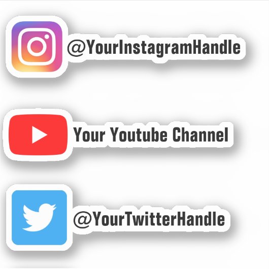 Aangepast pakket sociale mediasernaam ticker van 3 sticker (Voorkant)