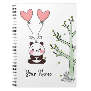 Aangepast  Panda Girly Pink Notitieboek
