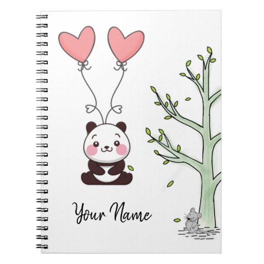 Aangepast  Panda Girly Pink Notitieboek (Voorkant)