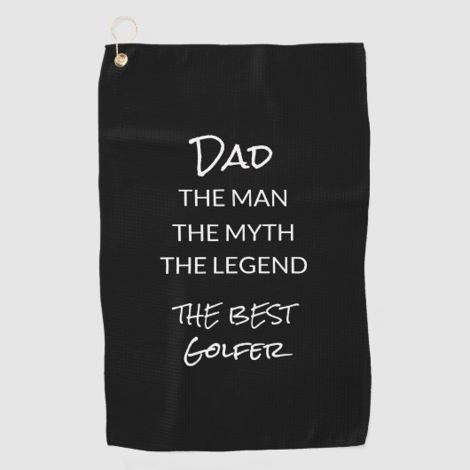 Aangepast pap Man Myth Legend Black White Golfhanddoek (Voorkant)