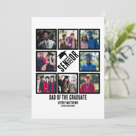 Aangepast pap van de senior afstuderen 8 fotocolla feestdagenkaart (Staand voorkant)