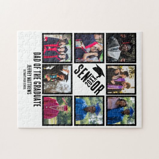 Aangepast pap van de senior afstuderen 8 fotocolla legpuzzel (Horizontaal)